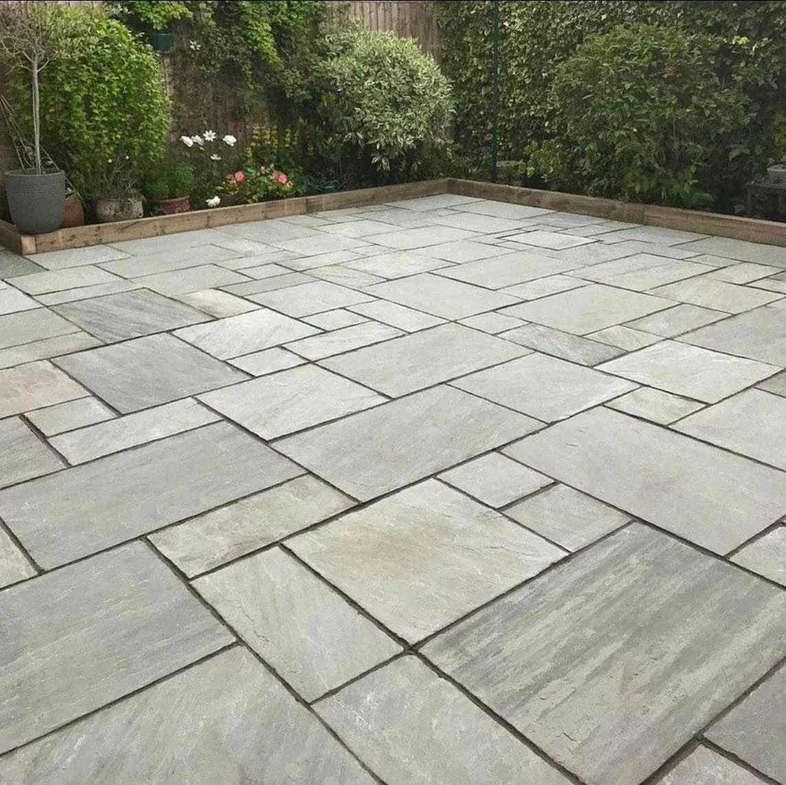 Large finished patio slabs.