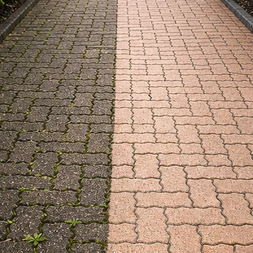 AI generated thumbnail showing before and after driveway refreshes.
